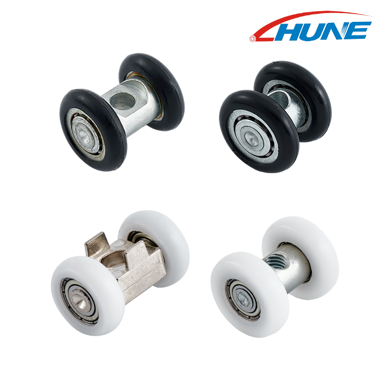 Gruppo ruote adesive montate sull'asse I-Beam Hardware per porte e finestre per carichi pesanti Rullo per porta scorrevole a doppio binario